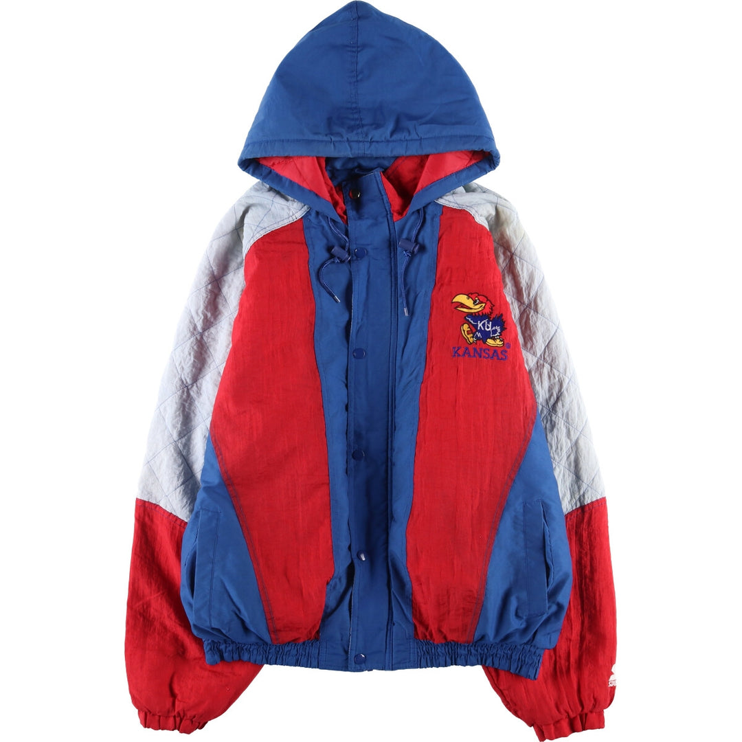 90'S Starter Kansas Jayhawks Padded Puffer Jacket, Men's Size L polyester blue type Vintage Second Hand