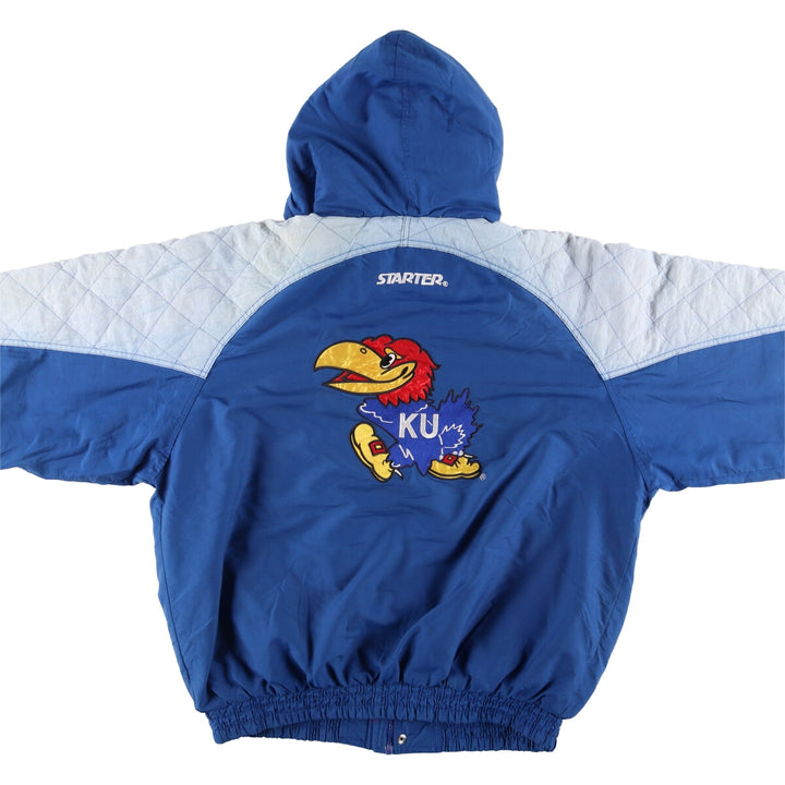 90'S Starter Kansas Jayhawks Padded Puffer Jacket, Men's Size L polyester blue type Vintage Second Hand