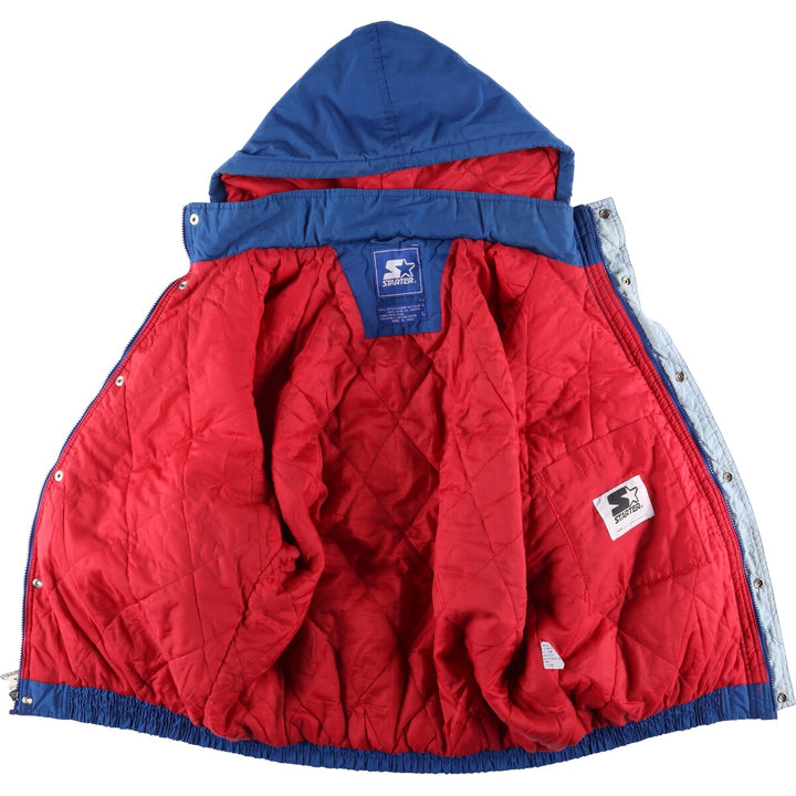 90'S Starter Kansas Jayhawks Padded Puffer Jacket, Men's Size L polyester blue type Vintage Second Hand