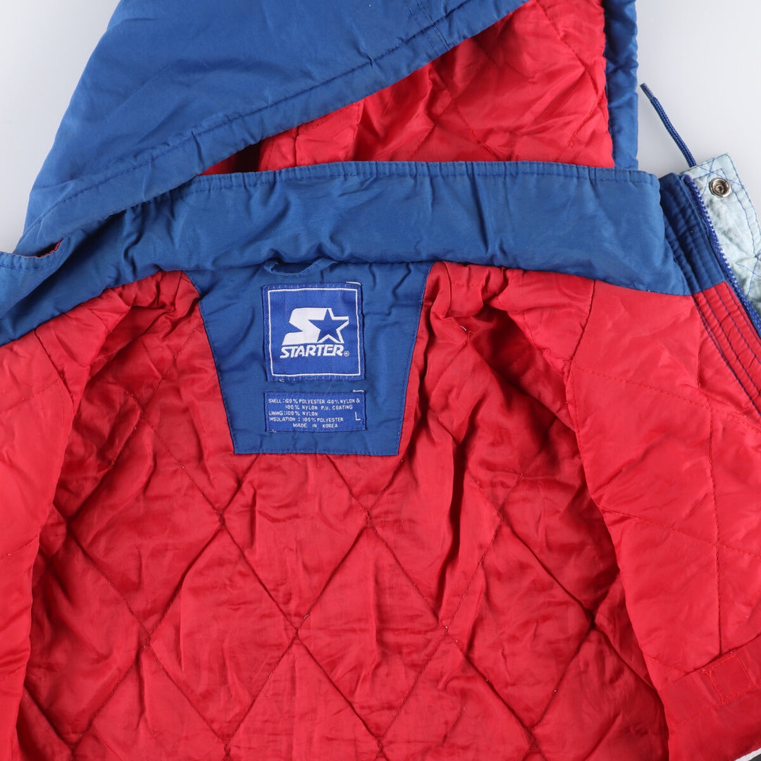 90'S Starter Kansas Jayhawks Padded Puffer Jacket, Men's Size L polyester blue type Vintage Second Hand