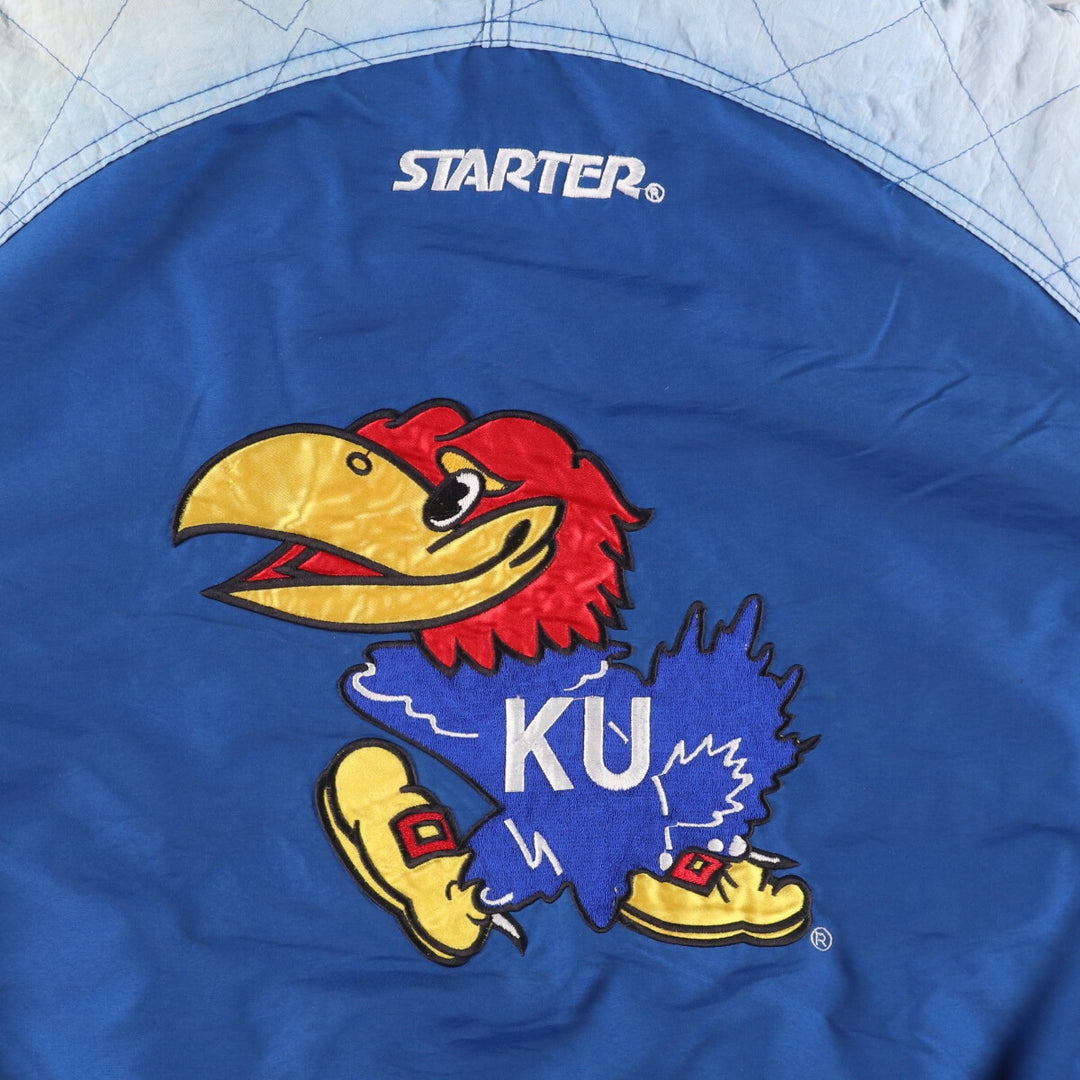 90'S Starter Kansas Jayhawks Padded Puffer Jacket, Men's Size L polyester blue type Vintage Second Hand