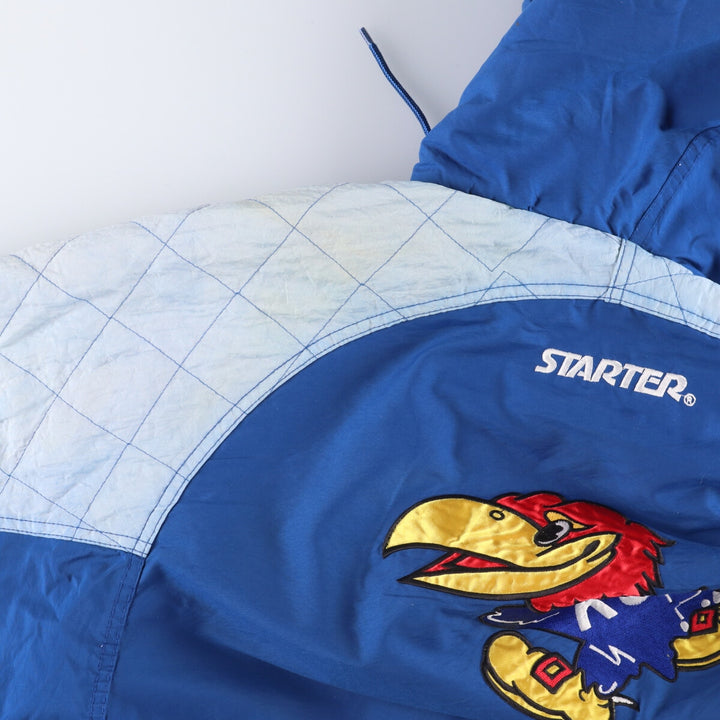 90'S Starter Kansas Jayhawks Padded Puffer Jacket, Men's Size L polyester blue type Vintage Second Hand