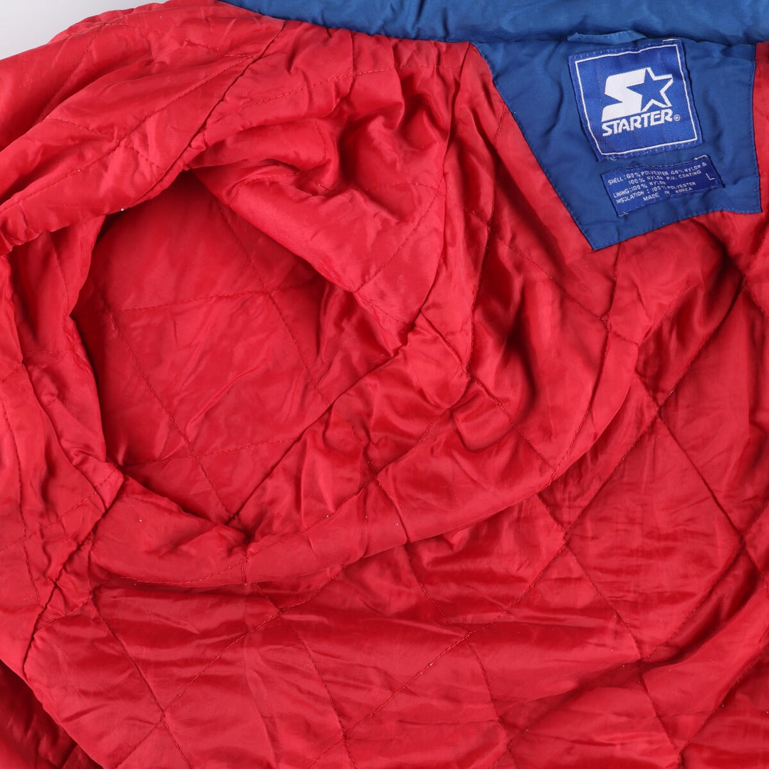 90'S Starter Kansas Jayhawks Padded Puffer Jacket, Men's Size L polyester blue type Vintage Second Hand