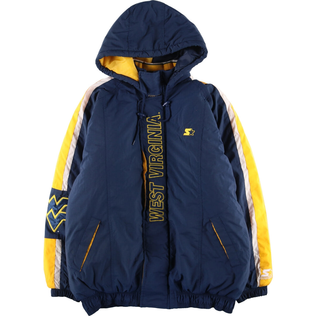 Starter West Virginia University Men's Padded Puffer Jacket (XL) Nylon navy blue type Vintage Second Hand