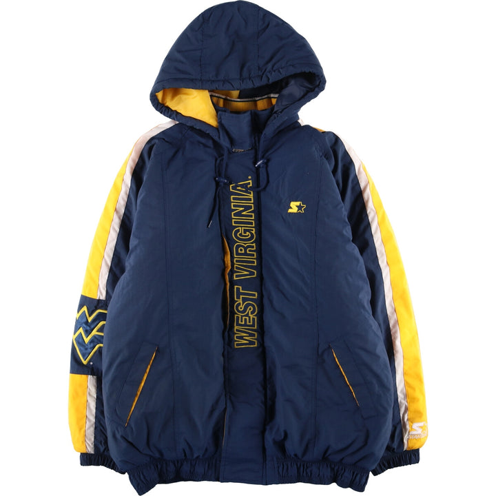Starter West Virginia University Men's Padded Puffer Jacket (XL) Nylon navy blue type Vintage Second Hand