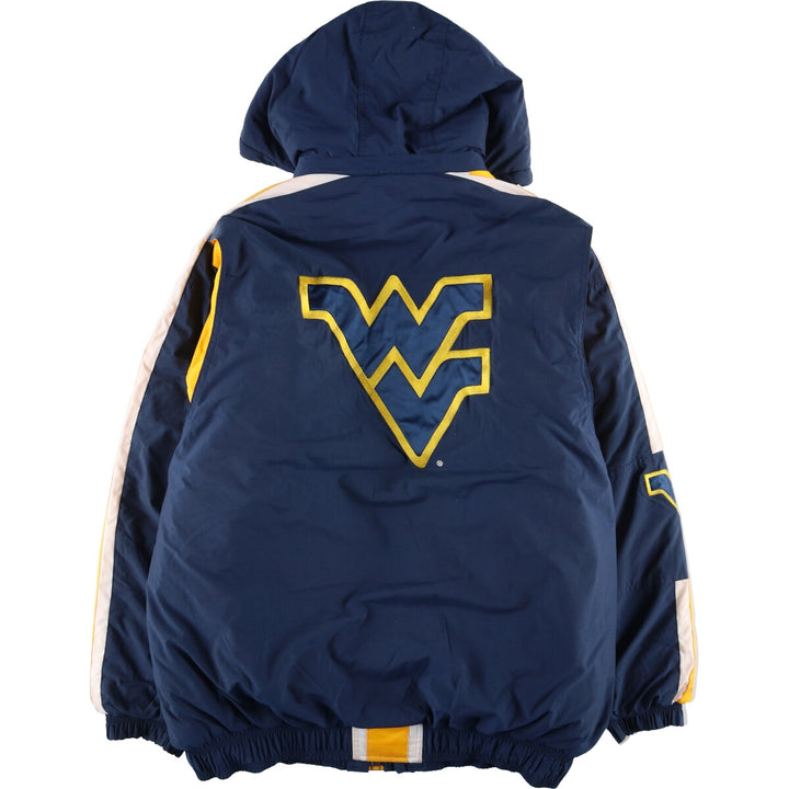 Starter West Virginia University Men's Padded Puffer Jacket (XL) Nylon navy blue type Vintage Second Hand