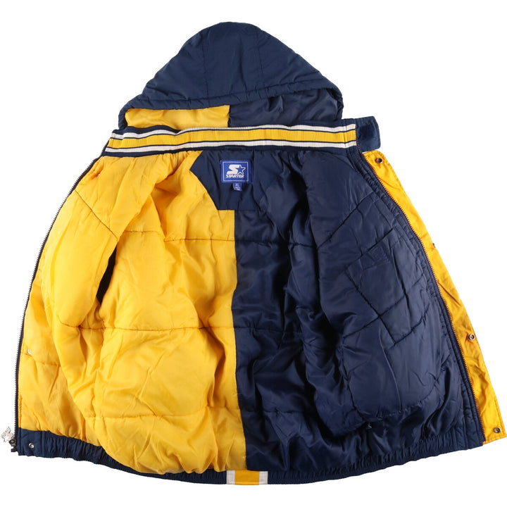 Starter West Virginia University Men's Padded Puffer Jacket (XL) Nylon navy blue type Vintage Second Hand