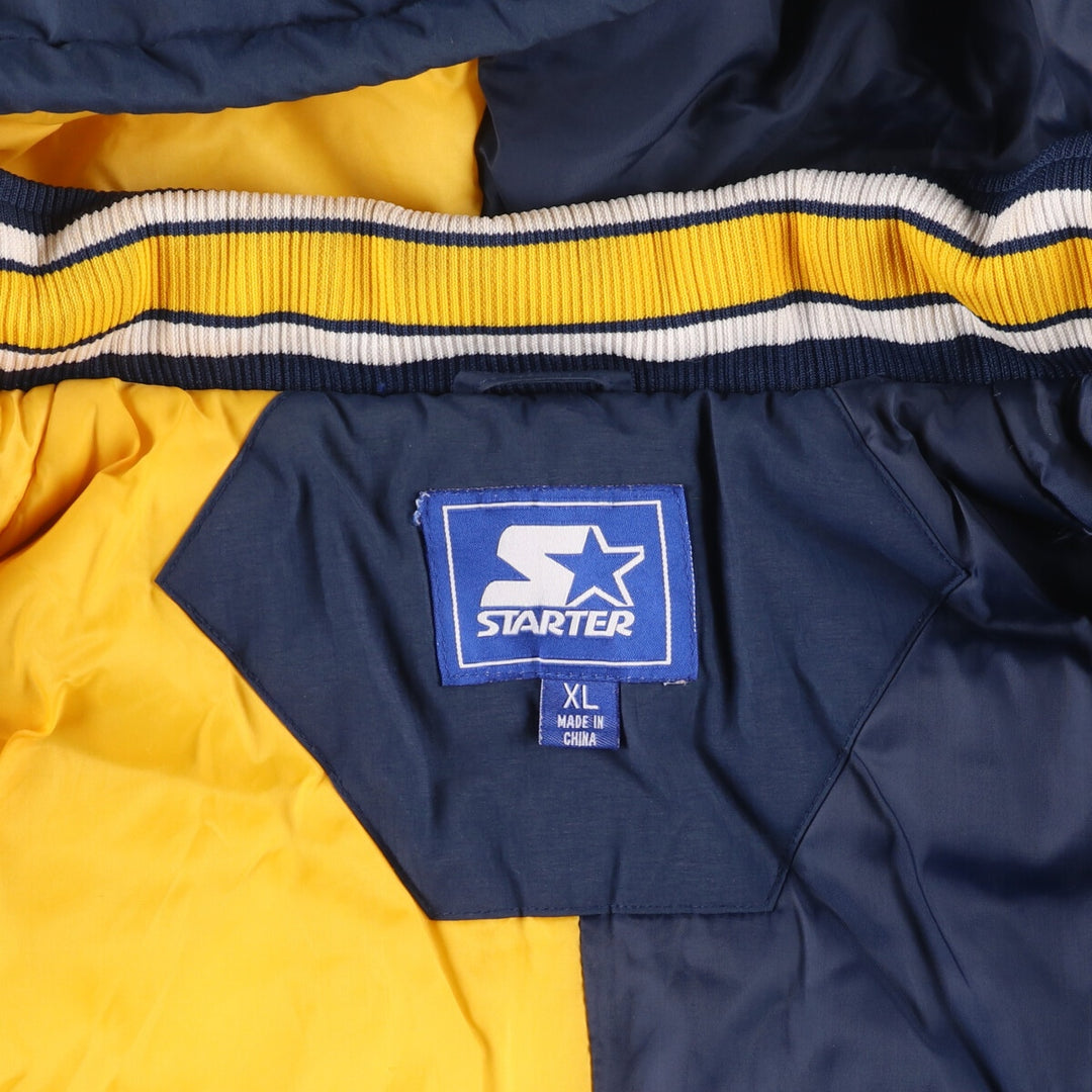 Starter West Virginia University Men's Padded Puffer Jacket (XL) Nylon navy blue type Vintage Second Hand