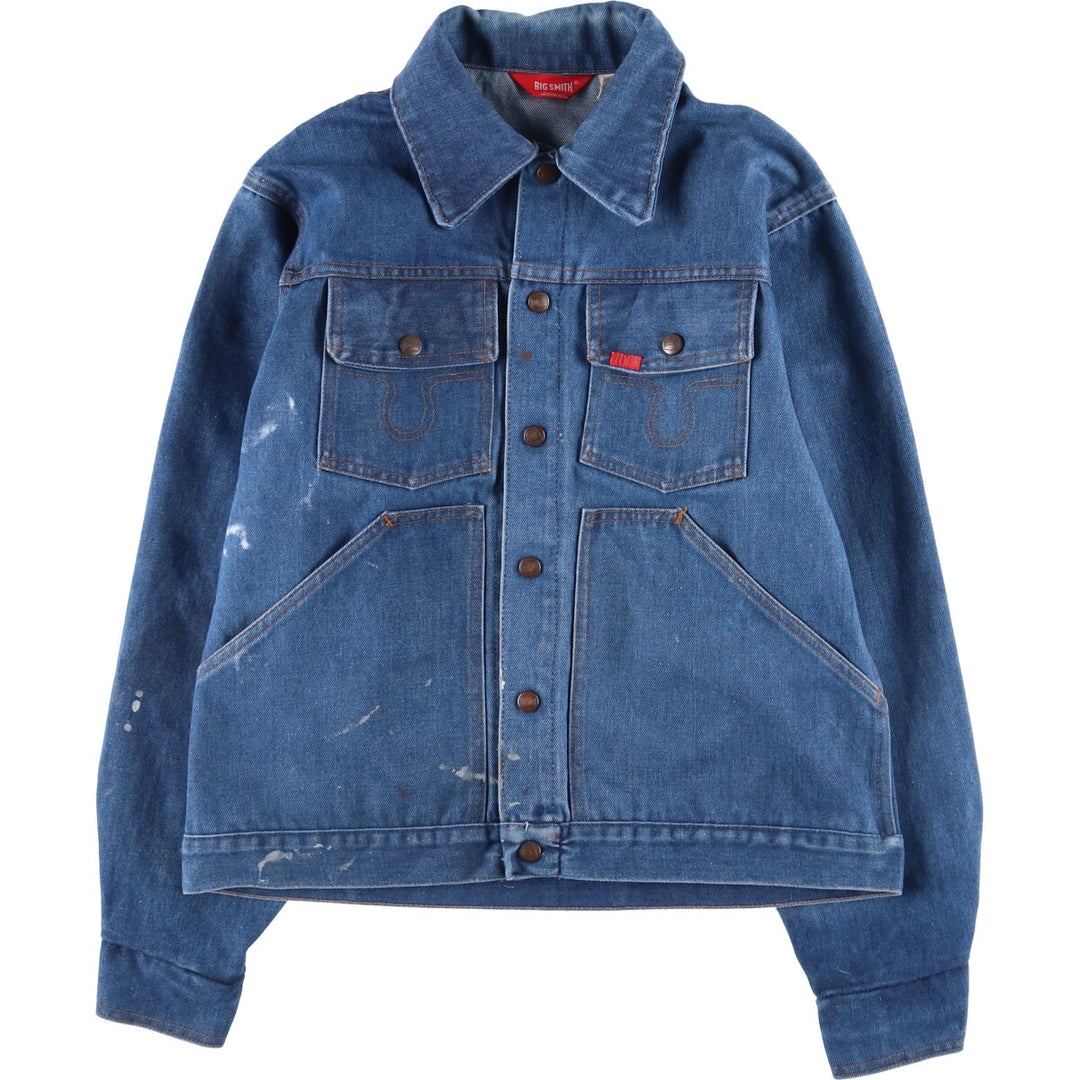 ~70'S Big Smith denim jacket, made in USA, men's size L, vintage cotton blue type Vintage Second Hand