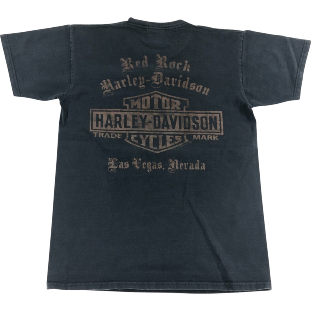 00'S Harley-Davidson Harley Davidson Motorcycle Bike T-shirt Men's M size cotton black type Vintage Second Hand