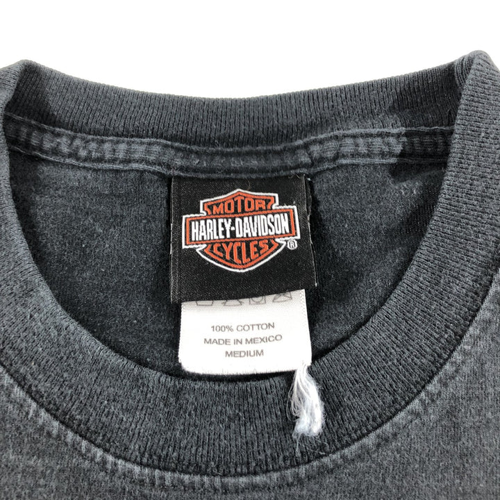 00'S Harley-Davidson Harley Davidson Motorcycle Bike T-shirt Men's M size cotton black type Vintage Second Hand