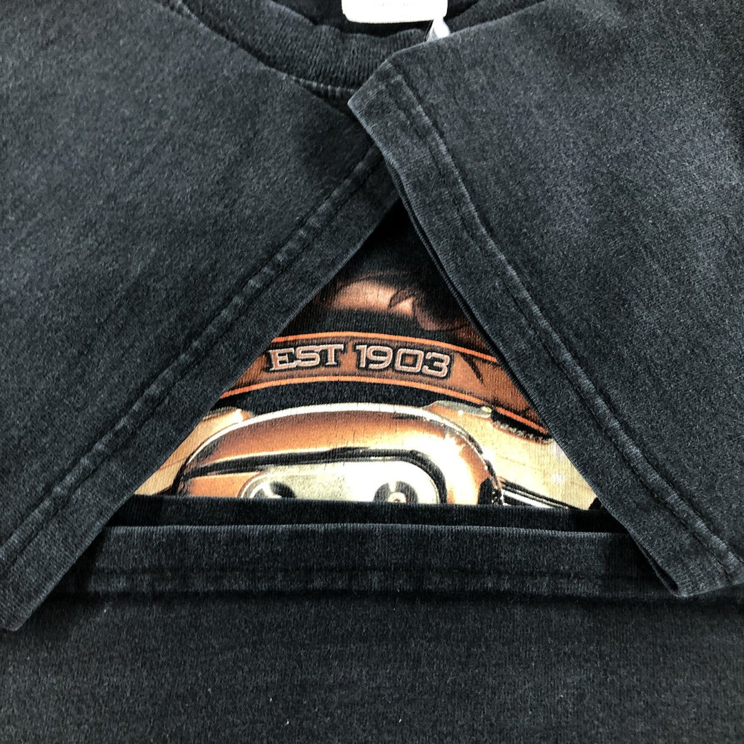 00'S Harley-Davidson Harley Davidson Motorcycle Bike T-shirt Men's M size cotton black type Vintage Second Hand