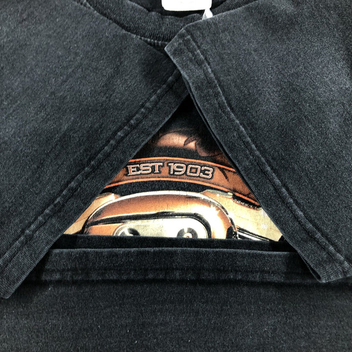 00'S Harley-Davidson Harley Davidson Motorcycle Bike T-shirt Men's M size cotton black type Vintage Second Hand