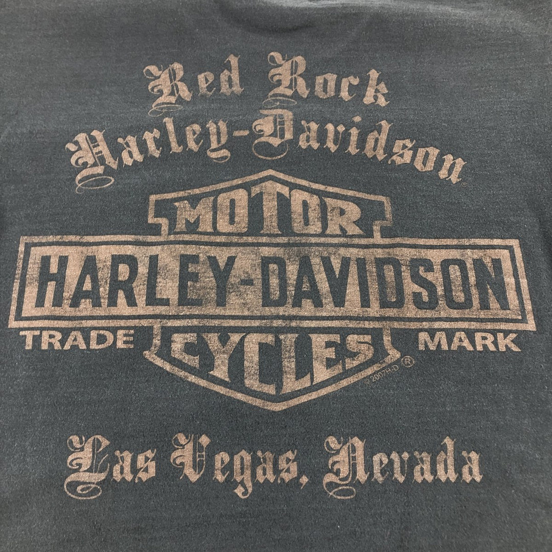 00'S Harley-Davidson Harley Davidson Motorcycle Bike T-shirt Men's M size cotton black type Vintage Second Hand