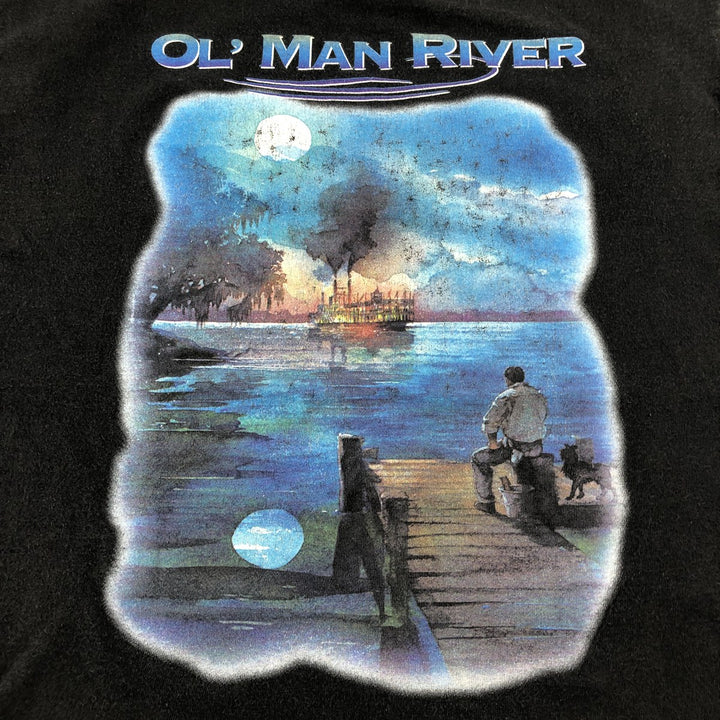 Vintage 90'S TULTEX printed T-shirt made in USA, size L for men cotton black type Vintage Second Hand