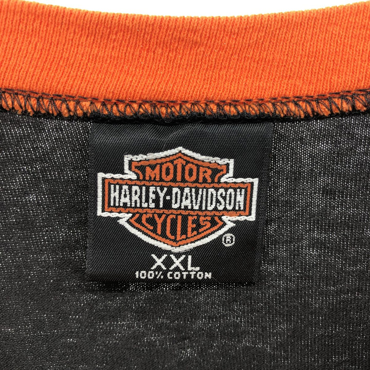 90'S Harley Davidson Eagle Pattern V-neck Long T-shirt Made in USA Men's XXL Vintage cotton black type Vintage Second Hand