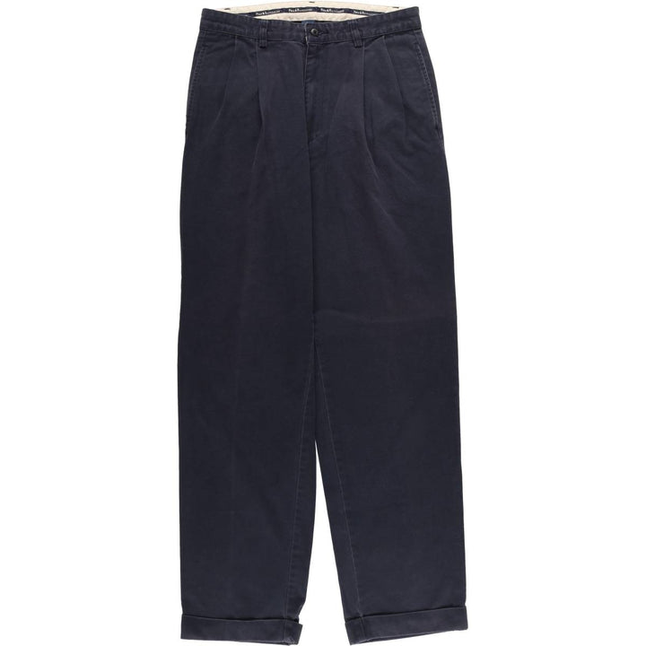 Ralph Lauren POLO RALPH LAUREN Two-pleat chino pants for men, W30 equivalent cotton navy blue type Vintage Second Hand