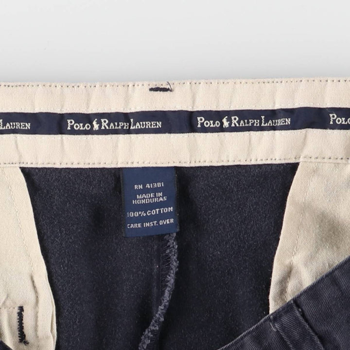 Ralph Lauren POLO RALPH LAUREN Two-pleat chino pants for men, W30 equivalent cotton navy blue type Vintage Second Hand