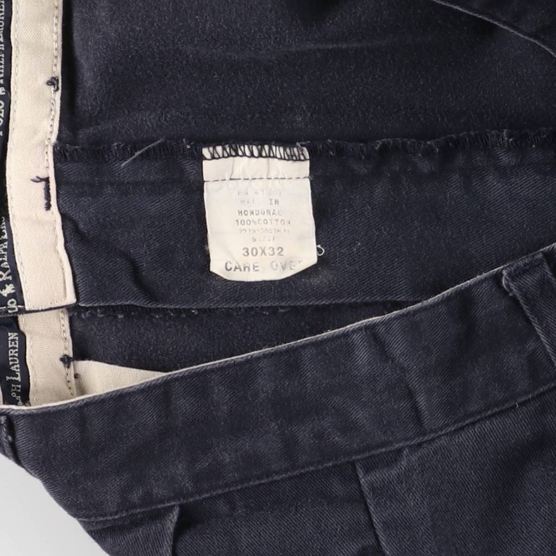 Ralph Lauren POLO RALPH LAUREN Two-pleat chino pants for men, W30 equivalent cotton navy blue type Vintage Second Hand