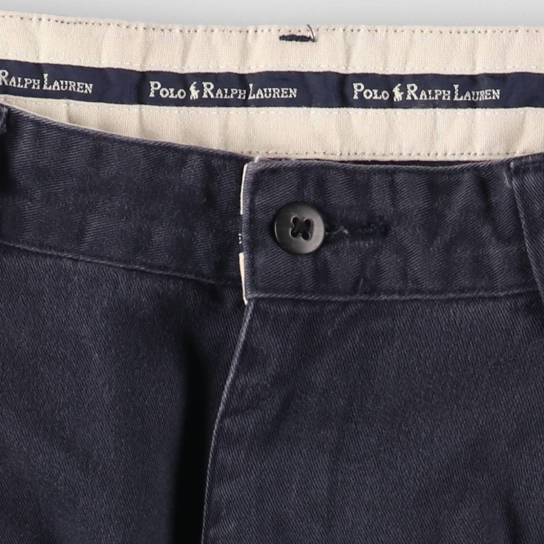 Ralph Lauren POLO RALPH LAUREN Two-pleat chino pants for men, W30 equivalent cotton navy blue type Vintage Second Hand