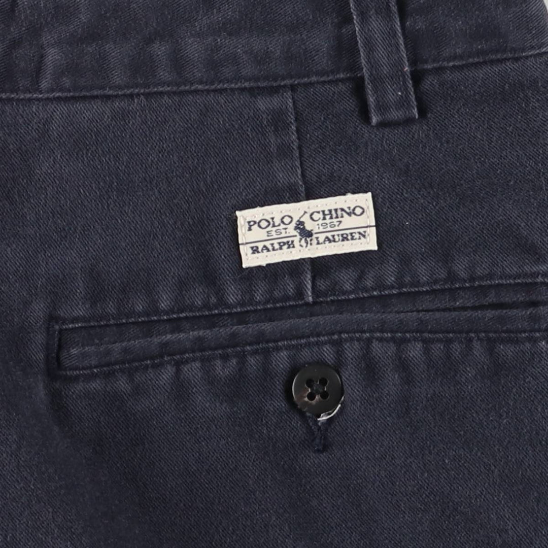 Ralph Lauren POLO RALPH LAUREN Two-pleat chino pants for men, W30 equivalent cotton navy blue type Vintage Second Hand
