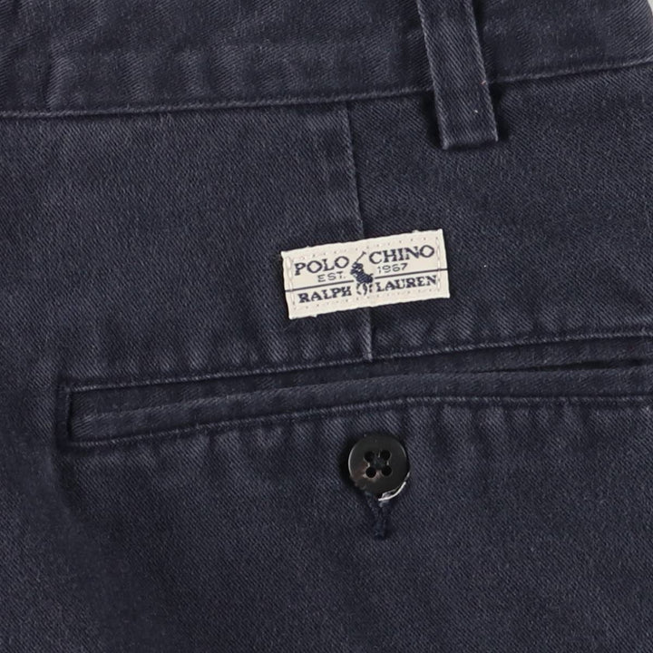Ralph Lauren POLO RALPH LAUREN Two-pleat chino pants for men, W30 equivalent cotton navy blue type Vintage Second Hand