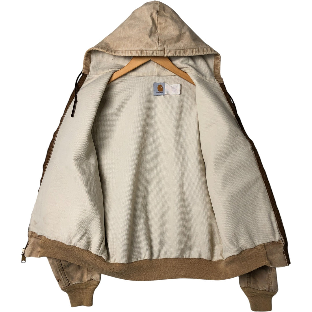 80s-90'S Carhartt Active Jacket Duck Full Zip Parka Made in USA Men's L Size Vintage unclear Beige type Vintage Second Hand