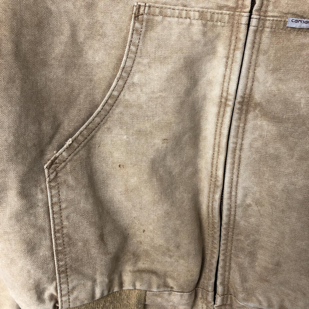 80s-90'S Carhartt Active Jacket Duck Full Zip Parka Made in USA Men's L Size Vintage unclear Beige type Vintage Second Hand