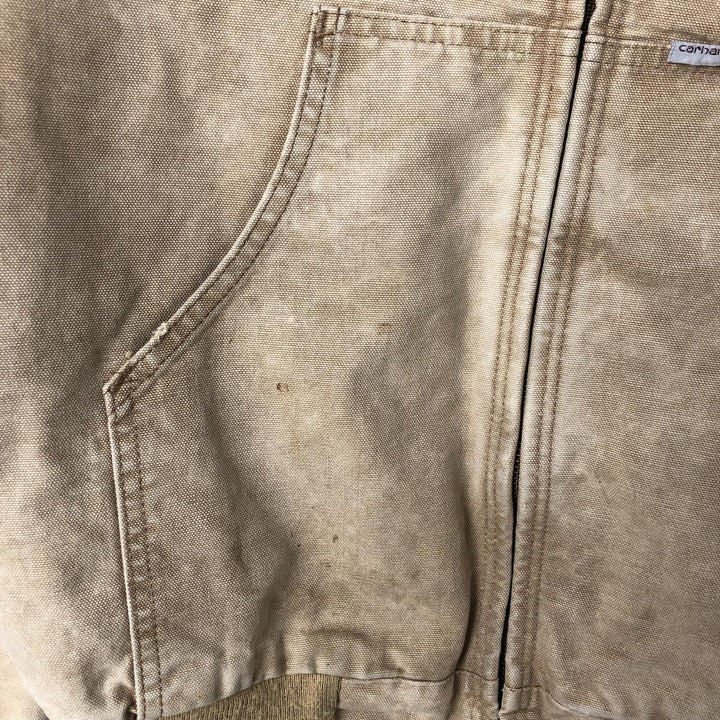 80s-90'S Carhartt Active Jacket Duck Full Zip Parka Made in USA Men's L Size Vintage unclear Beige type Vintage Second Hand