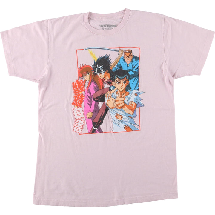 crunchyroll YUYUHAKUSHO Yu Yu Hakusho Anime Character Print T-Shirt Men's M size cotton pink type Vintage Second Hand