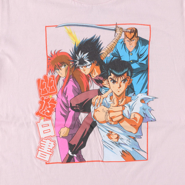 crunchyroll YUYUHAKUSHO Yu Yu Hakusho Anime Character Print T-Shirt Men's M size cotton pink type Vintage Second Hand