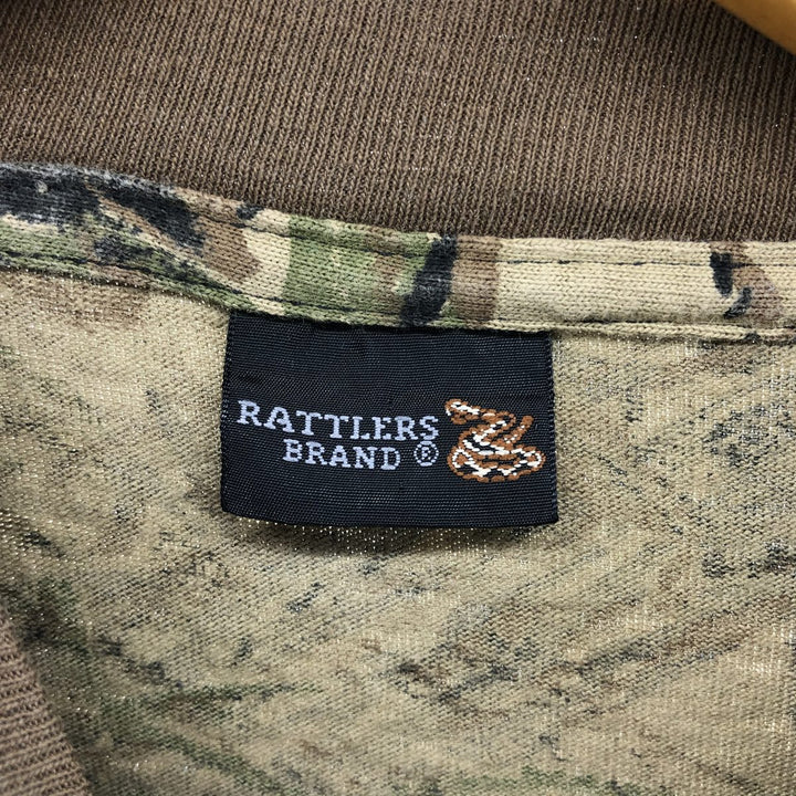 90'S RATTLERS BRAND Camouflage Pattern Real Tree Camo Long T-Shirt Long T Made in USA Men's M Size Vintage unclear Khaki type brown Vintage Second Hand
