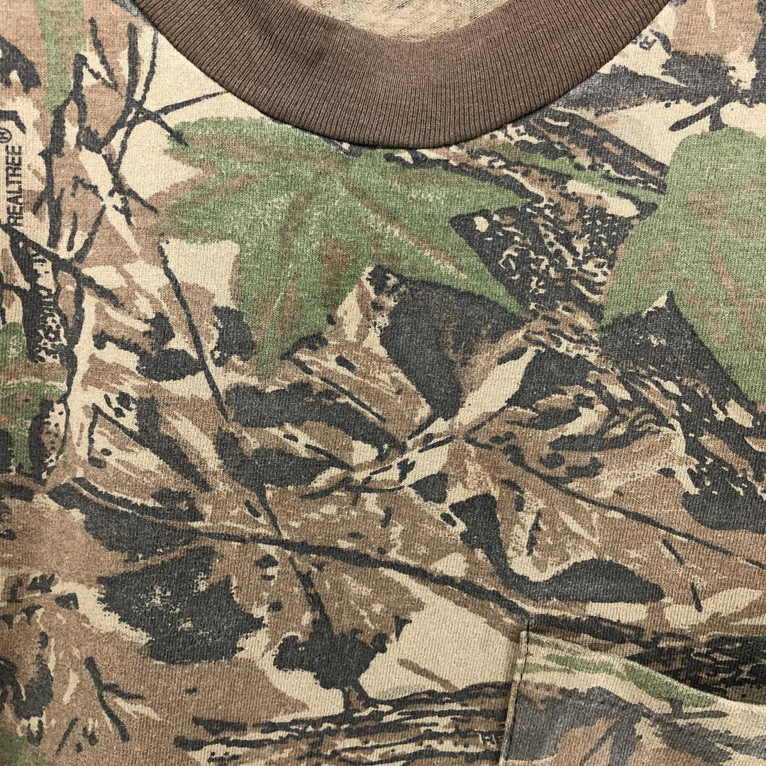 90'S RATTLERS BRAND Camouflage Pattern Real Tree Camo Long T-Shirt Long T Made in USA Men's M Size Vintage unclear Khaki type brown Vintage Second Hand