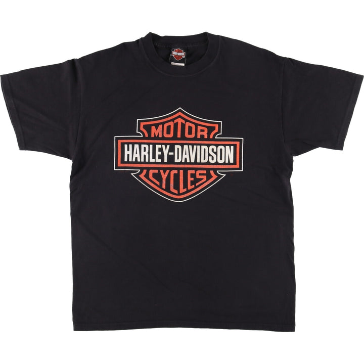 00'S Harley-Davidson Motorcycle Bike T-shirt Made in USA Men's L size cotton black type Vintage Second Hand