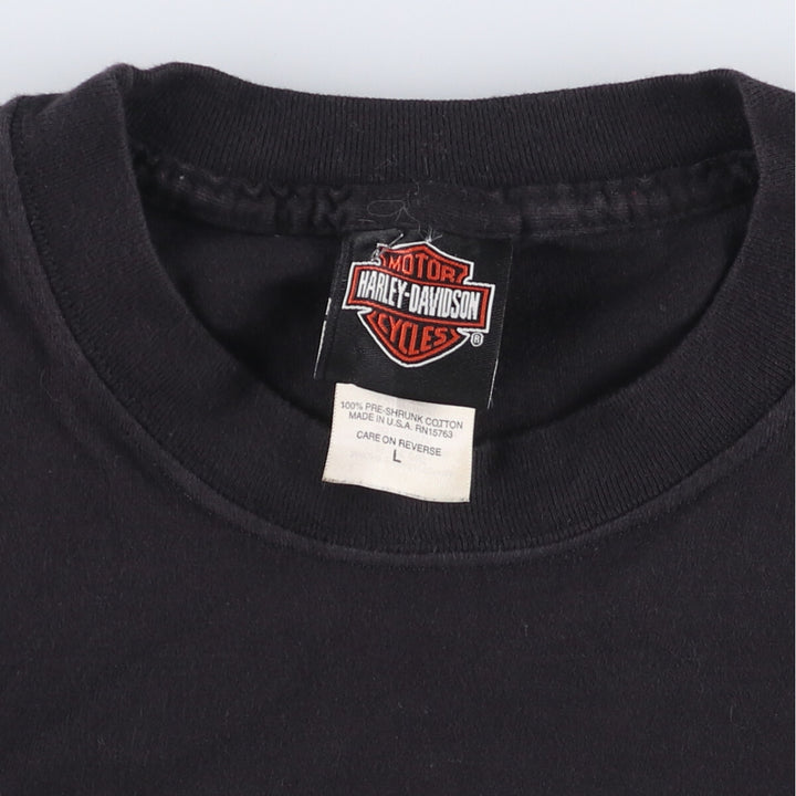00'S Harley-Davidson Motorcycle Bike T-shirt Made in USA Men's L size cotton black type Vintage Second Hand