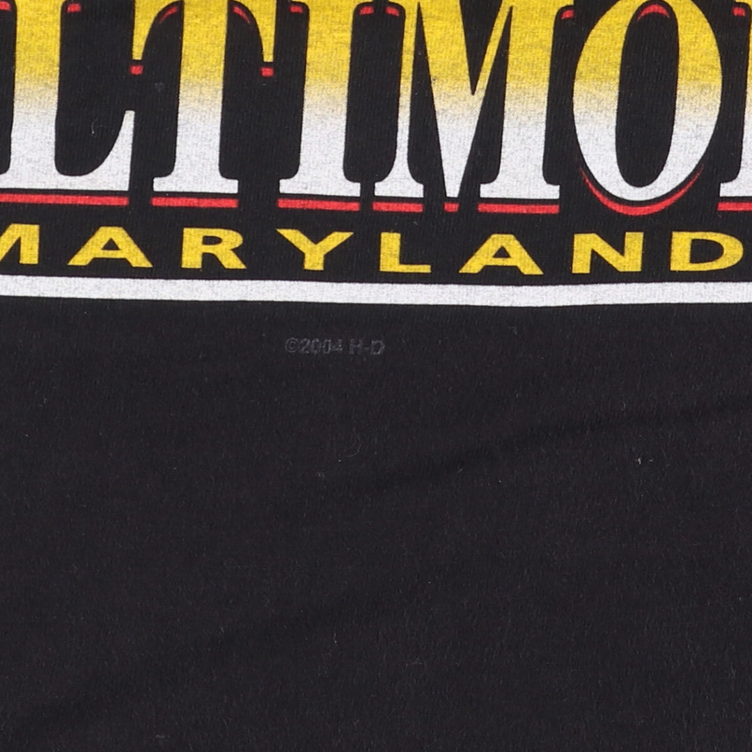 00'S Harley-Davidson Motorcycle Bike T-shirt Made in USA Men's L size cotton black type Vintage Second Hand