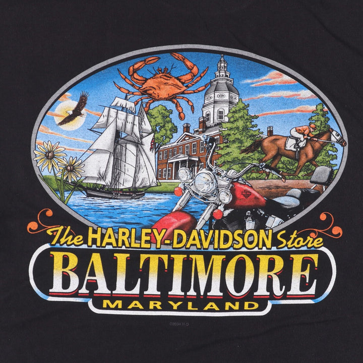 00'S Harley-Davidson Motorcycle Bike T-shirt Made in USA Men's L size cotton black type Vintage Second Hand