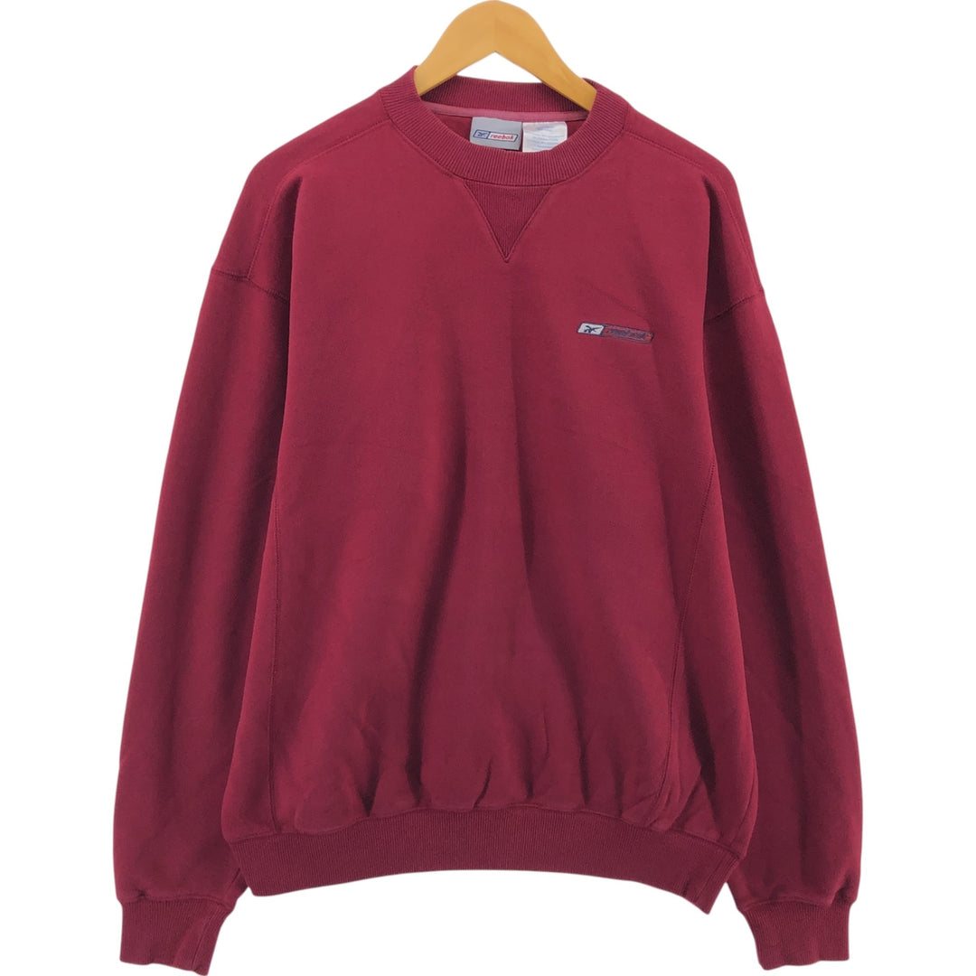 Reebok One Point Logo Sweatshirt Trainer Men's L size cotton wine-red Vintage Second Hand