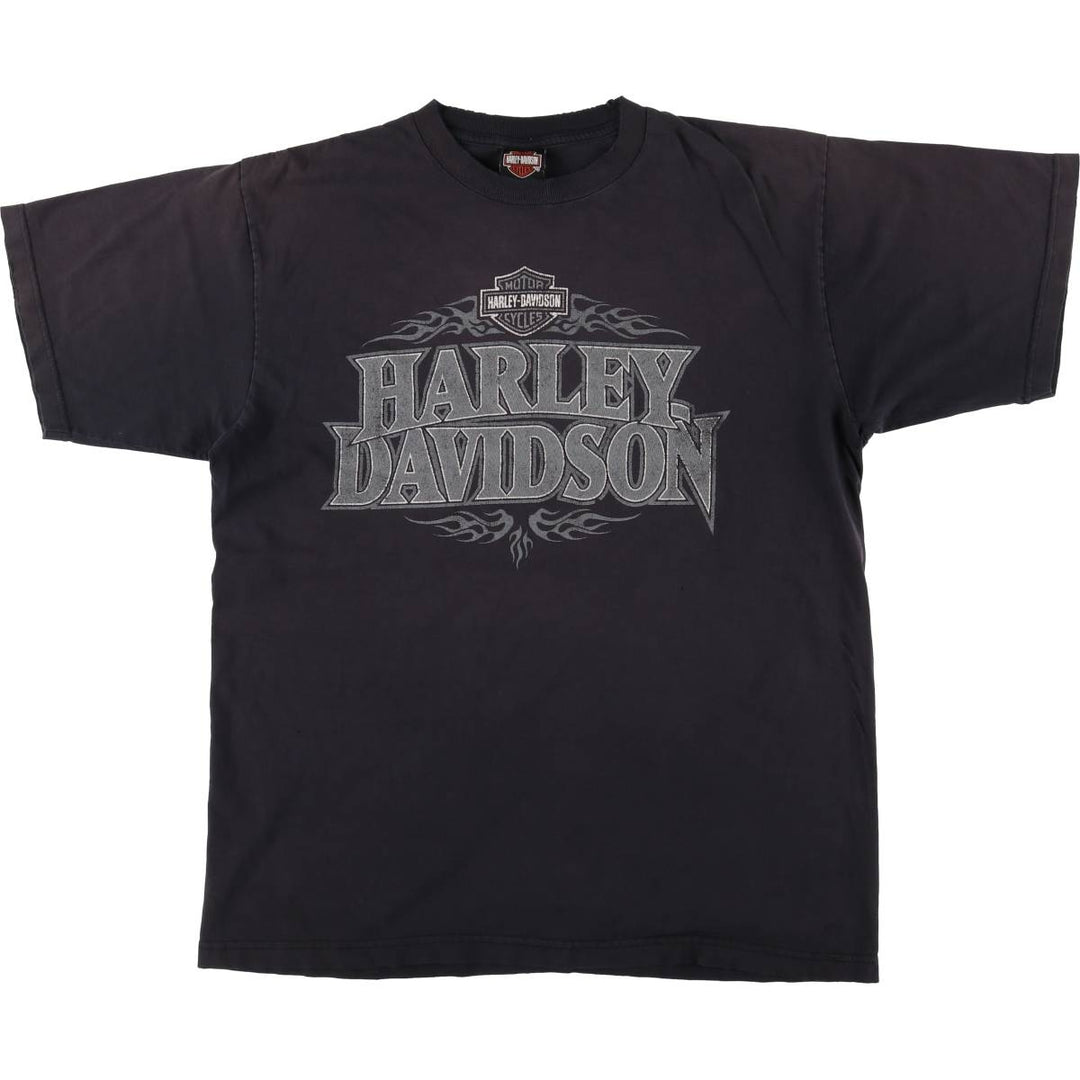 00'S Harley-Davidson Motorcycle Bike T-shirt Made in USA Men's XL cotton black type Vintage Second Hand