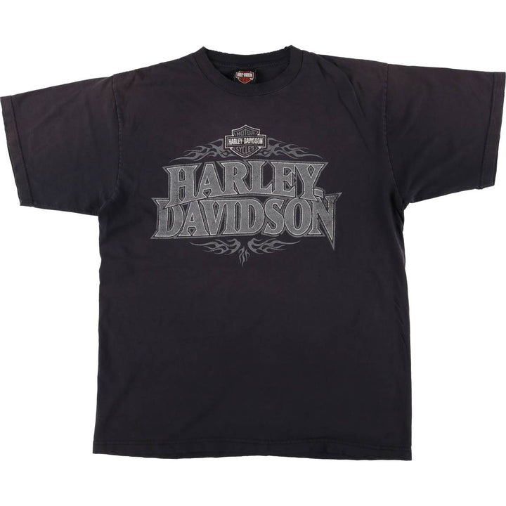 00'S Harley-Davidson Motorcycle Bike T-shirt Made in USA Men's XL cotton black type Vintage Second Hand
