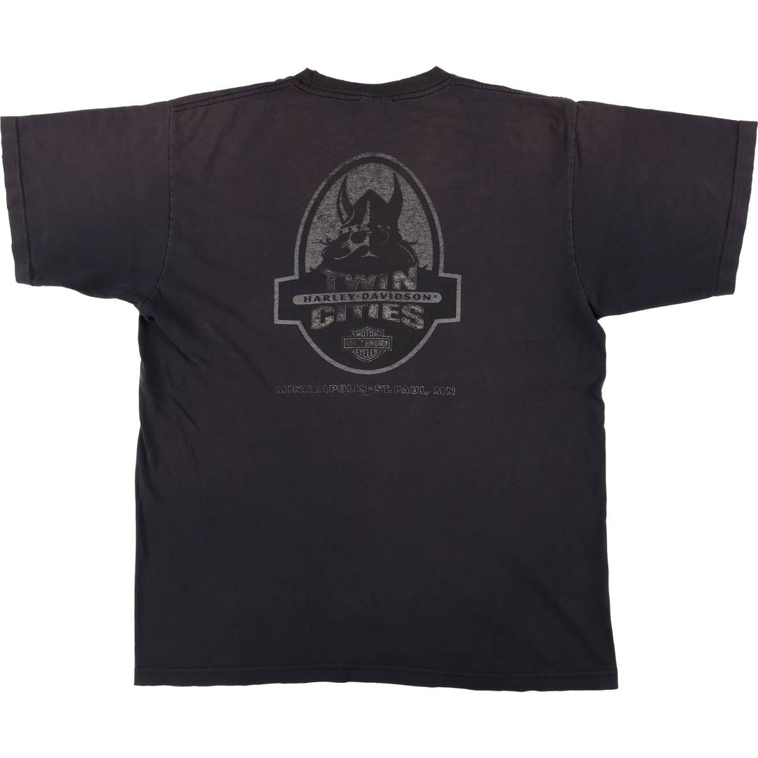 00'S Harley-Davidson Motorcycle Bike T-shirt Made in USA Men's XL cotton black type Vintage Second Hand