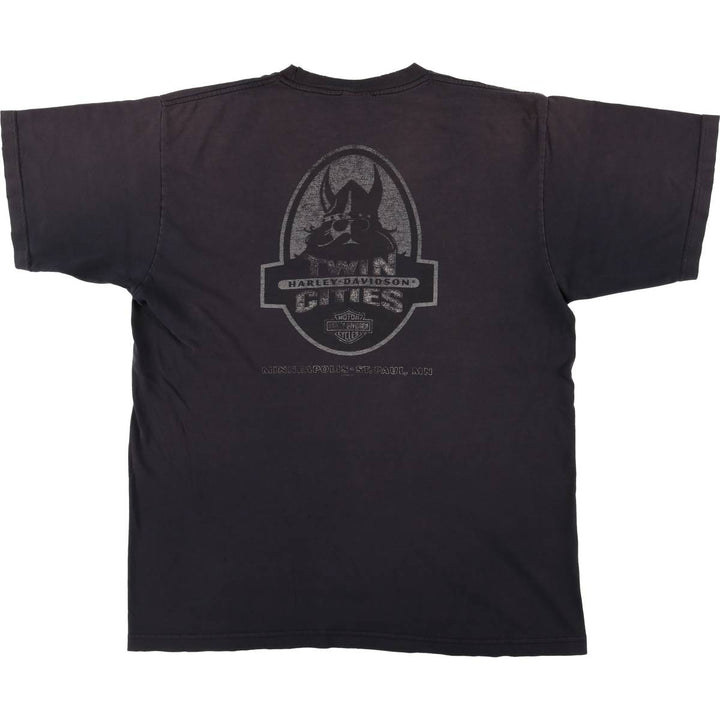 00'S Harley-Davidson Motorcycle Bike T-shirt Made in USA Men's XL cotton black type Vintage Second Hand