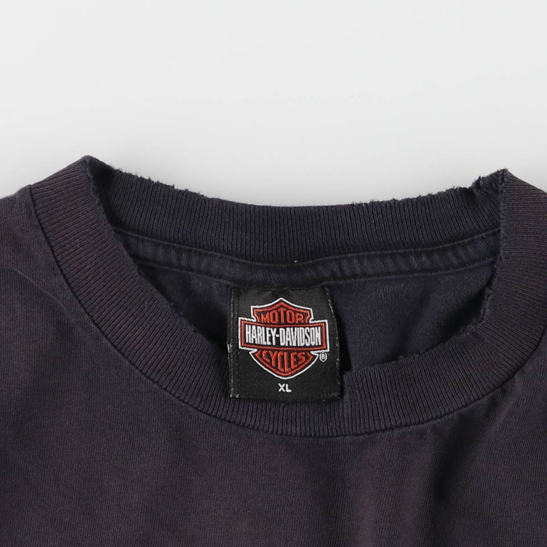 00'S Harley-Davidson Motorcycle Bike T-shirt Made in USA Men's XL cotton black type Vintage Second Hand