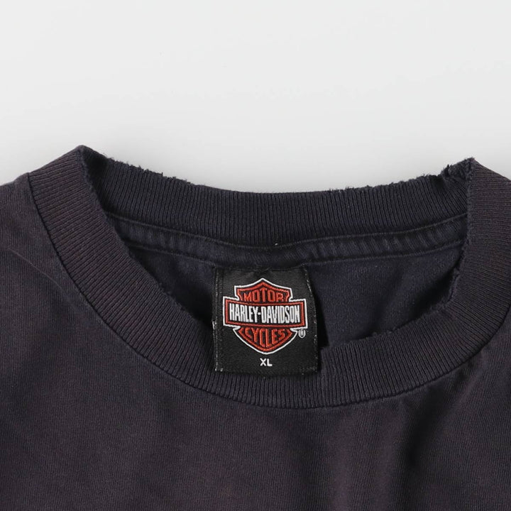 00'S Harley-Davidson Motorcycle Bike T-shirt Made in USA Men's XL cotton black type Vintage Second Hand