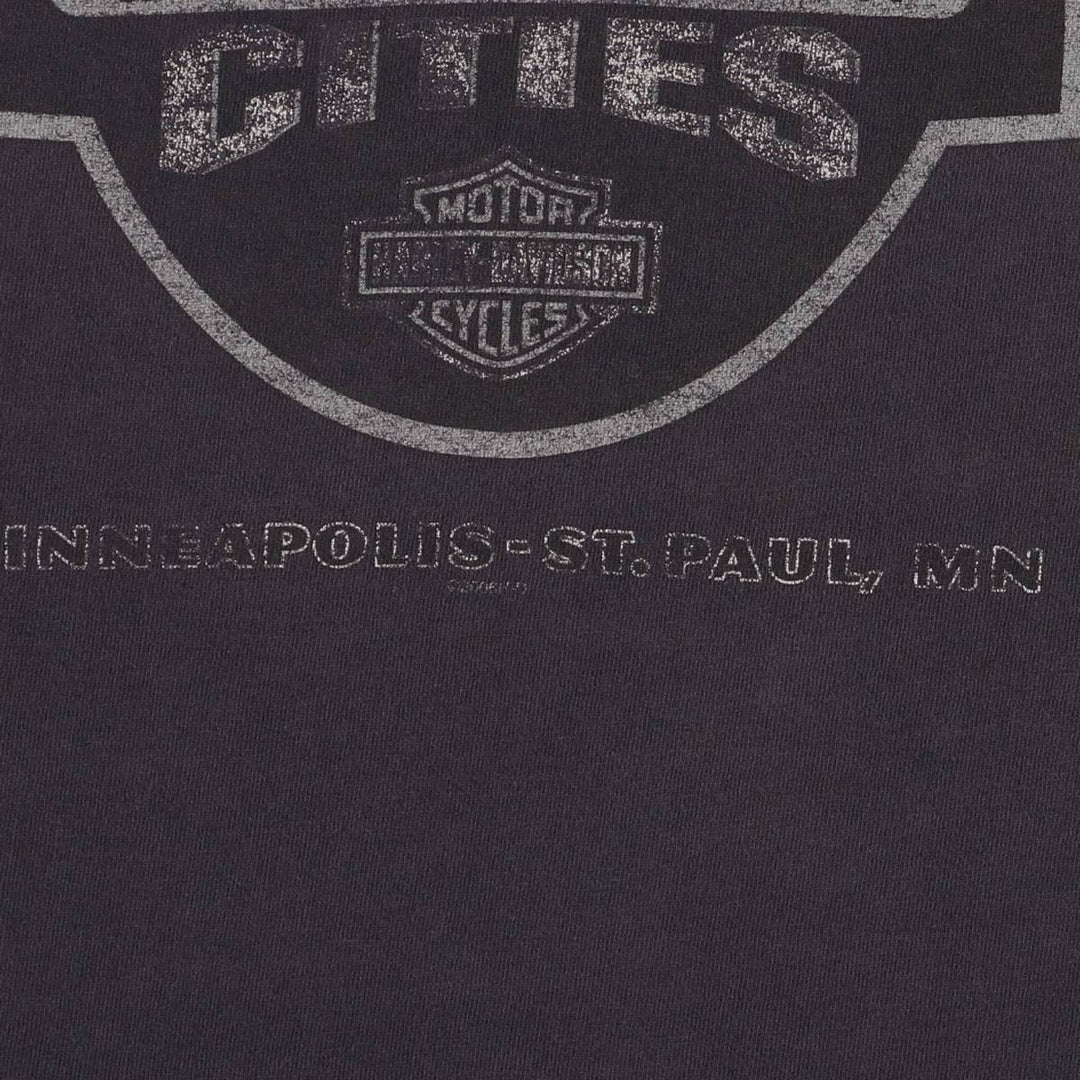 00'S Harley-Davidson Motorcycle Bike T-shirt Made in USA Men's XL cotton black type Vintage Second Hand