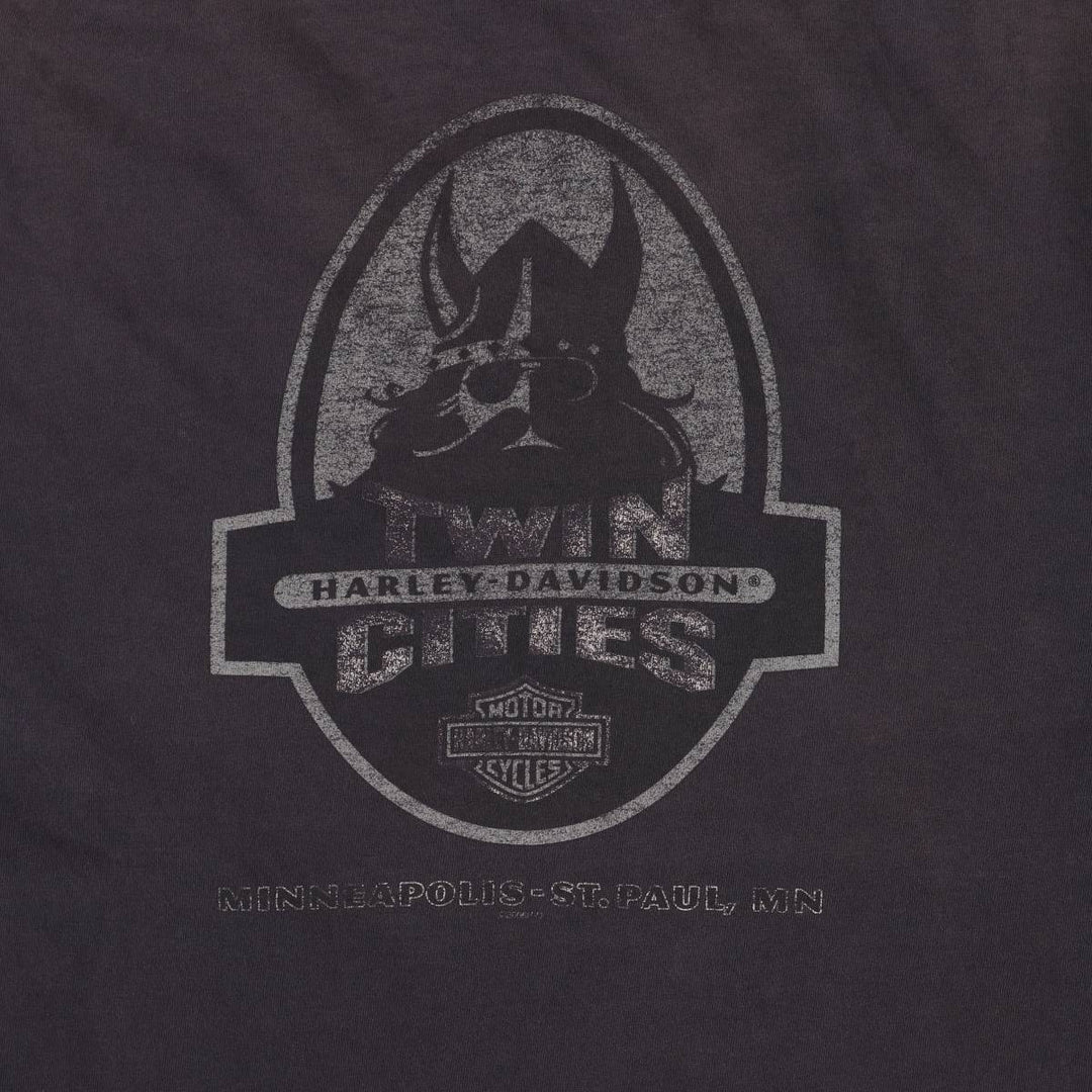 00'S Harley-Davidson Motorcycle Bike T-shirt Made in USA Men's XL cotton black type Vintage Second Hand