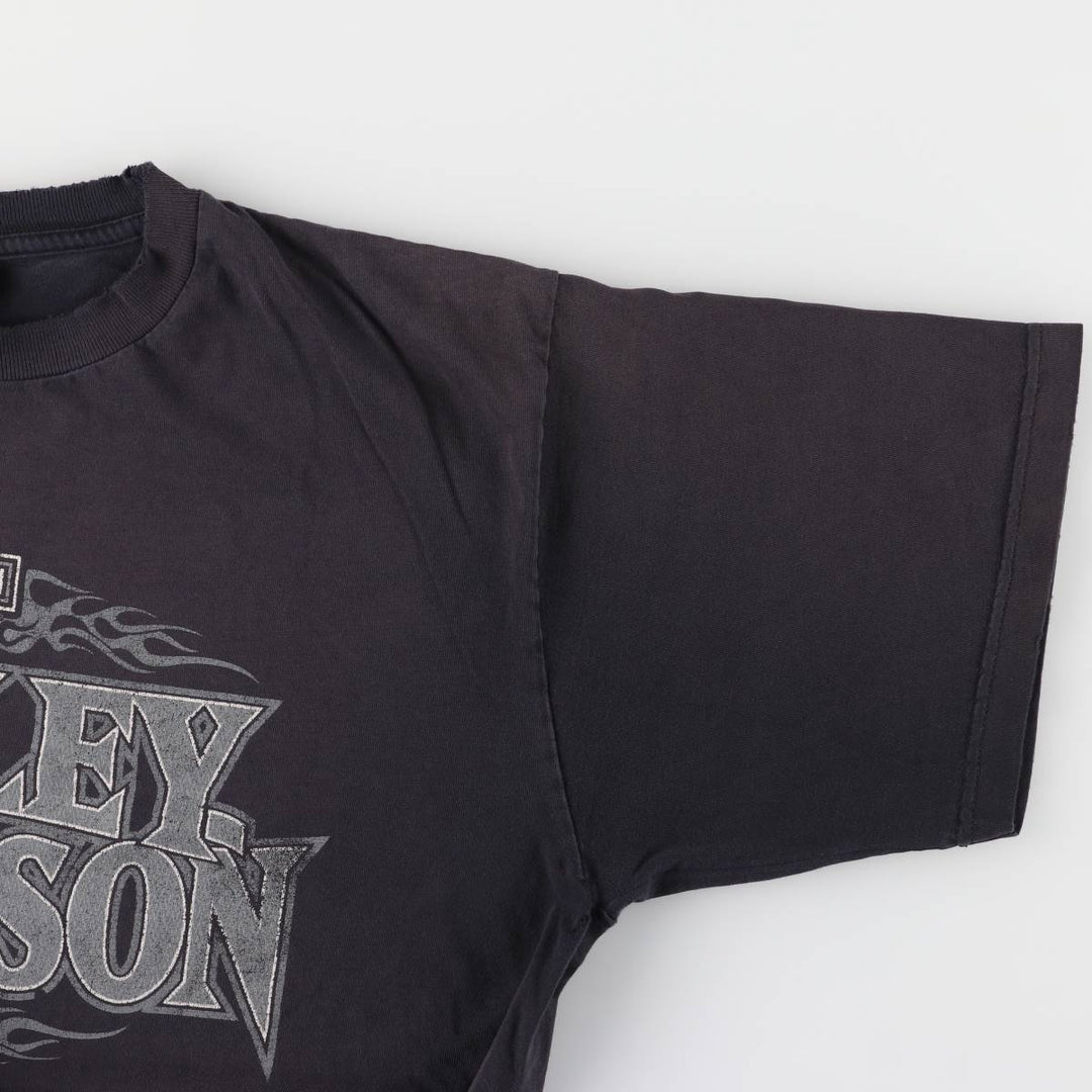 00'S Harley-Davidson Motorcycle Bike T-shirt Made in USA Men's XL cotton black type Vintage Second Hand
