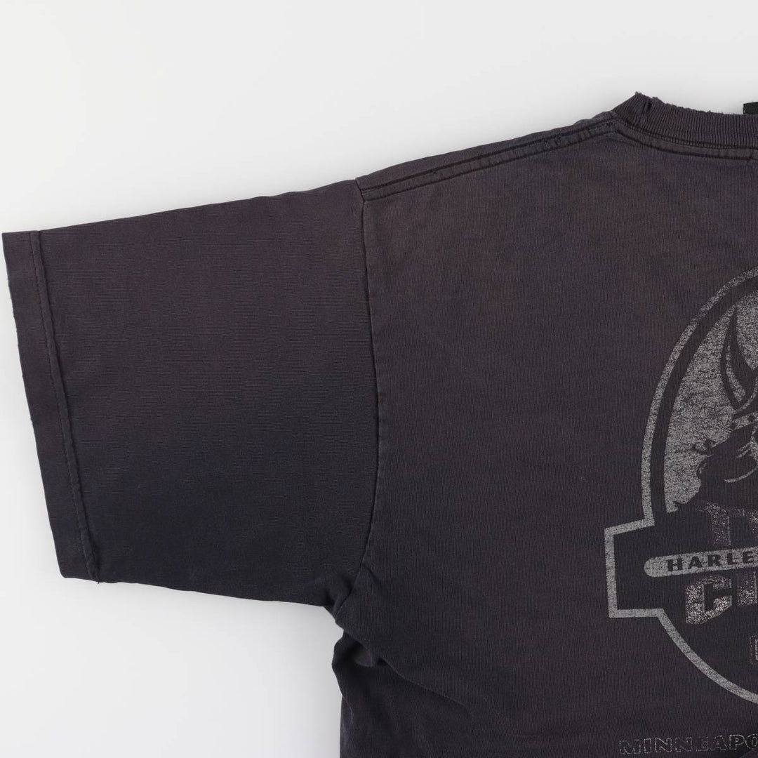 00'S Harley-Davidson Motorcycle Bike T-shirt Made in USA Men's XL cotton black type Vintage Second Hand