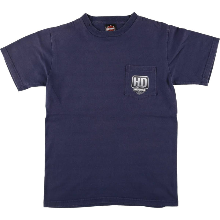 00'S Harley-Davidson Motorcycle Bike T-shirt Made in USA Men's M size cotton navy blue type Vintage Second Hand