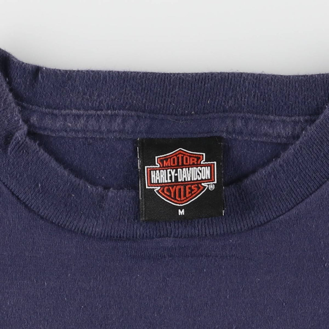 00'S Harley-Davidson Motorcycle Bike T-shirt Made in USA Men's M size cotton navy blue type Vintage Second Hand